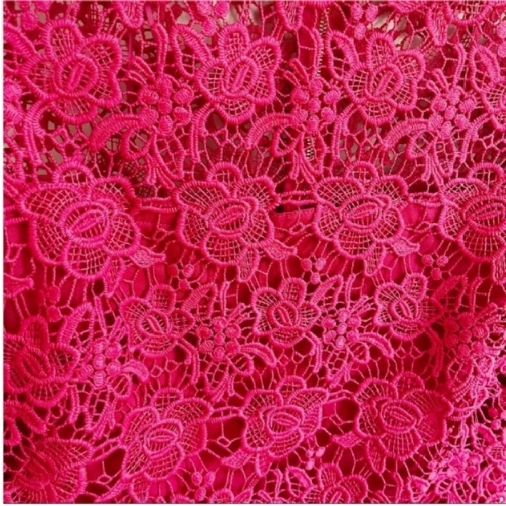 Nanette Nanette Lepore shirt pink mock neck floral lace sleeveless - Picture 3 of 9